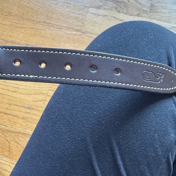 Vineyard Vines Lacrosse Blue Webbed Belt with Leather Trim size 30 - Picture 5 of 6